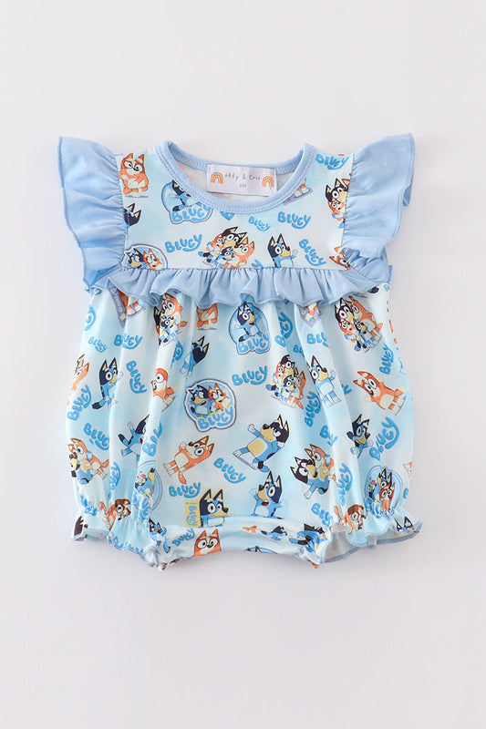 B*l*u*e*y* Blue character girl ruffle bubble