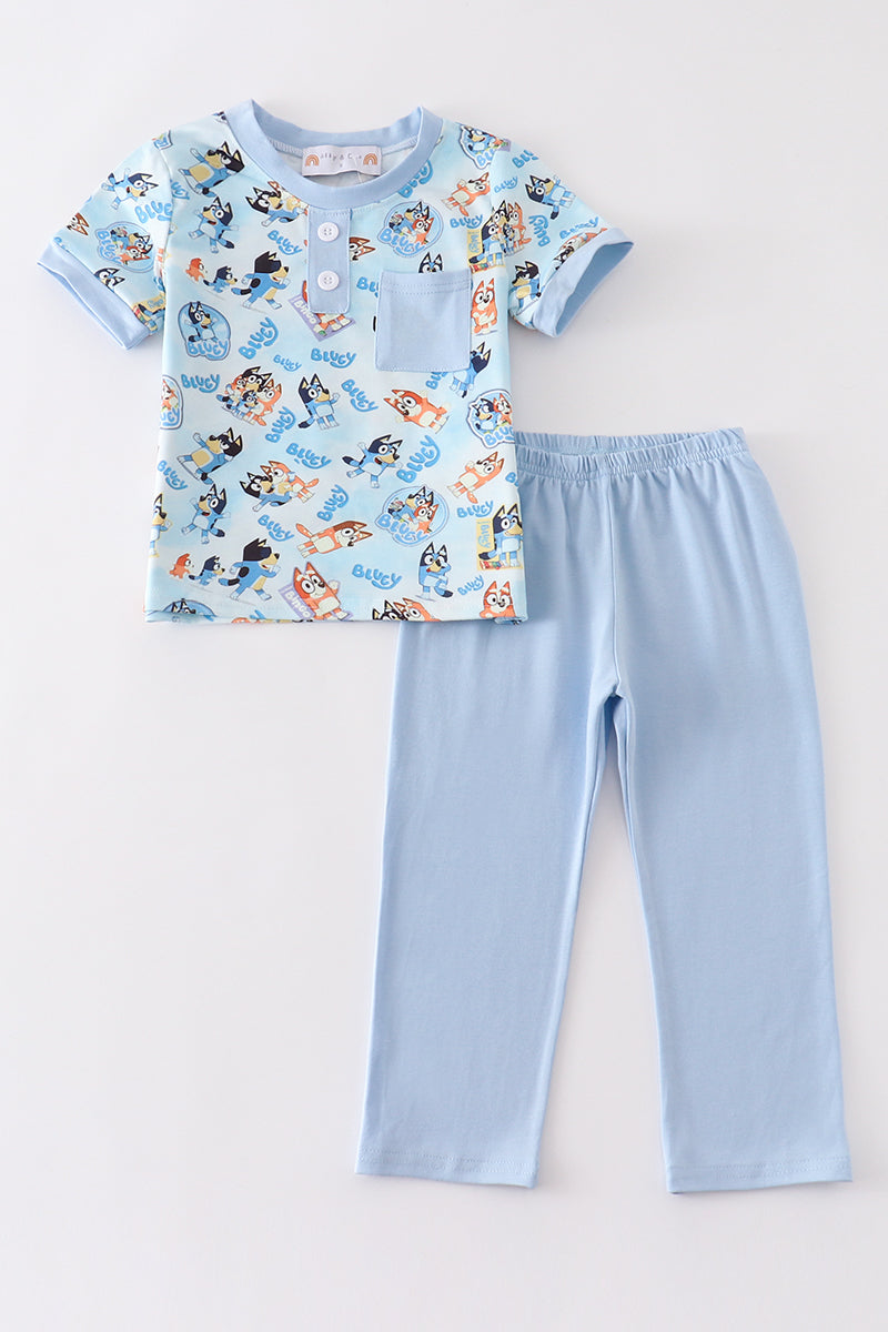 B*l*u*e*y* Blue character boy pants set