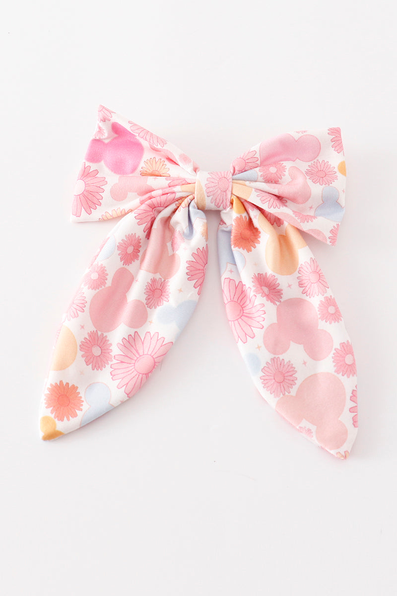 Pink character print hair sailor bow    *M*i*c*k*e*y*