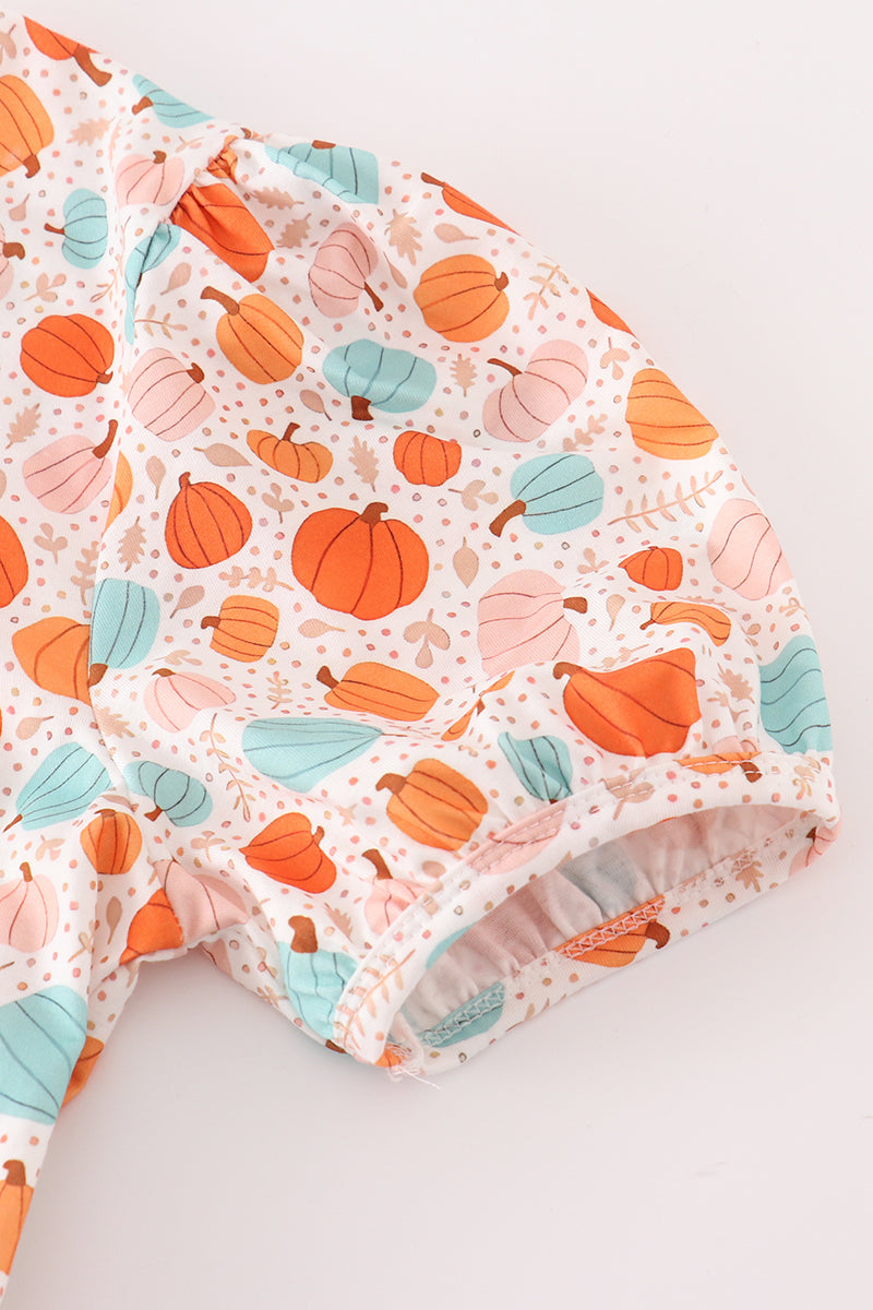 Orange pumpkin print mom dress