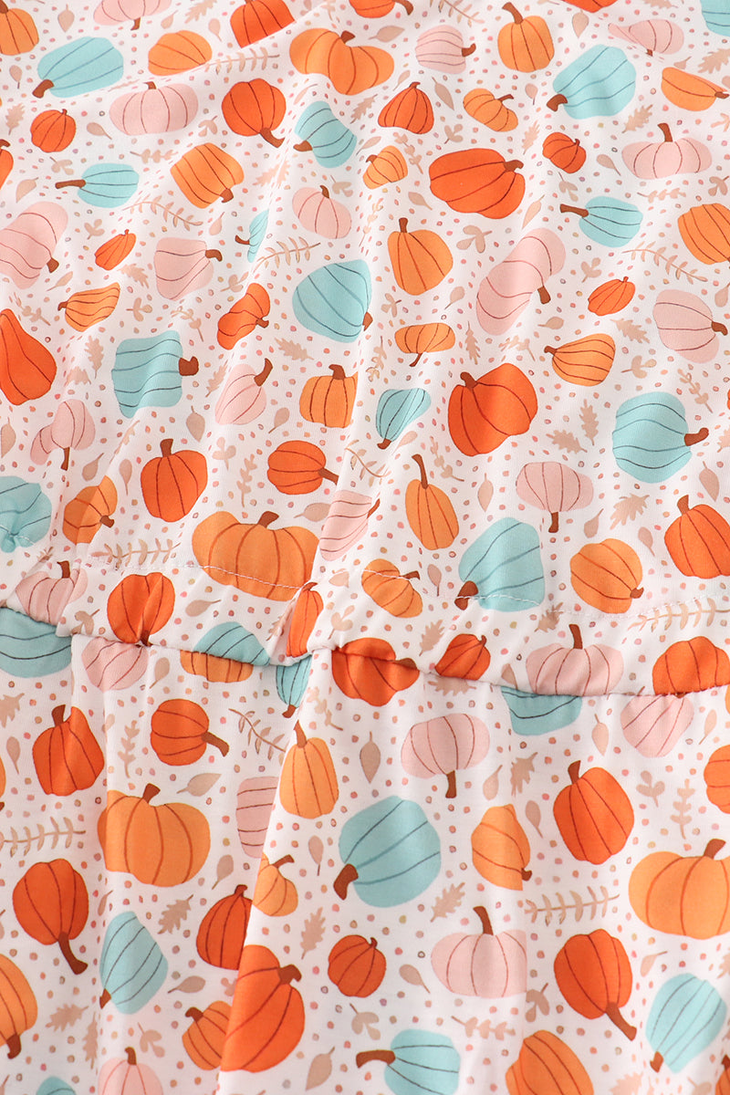 Orange pumpkin print mom dress