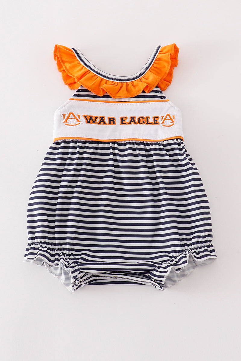 A*u*b*u*r*n* Navy WAR EAGLE embroidery stripe girl bubble