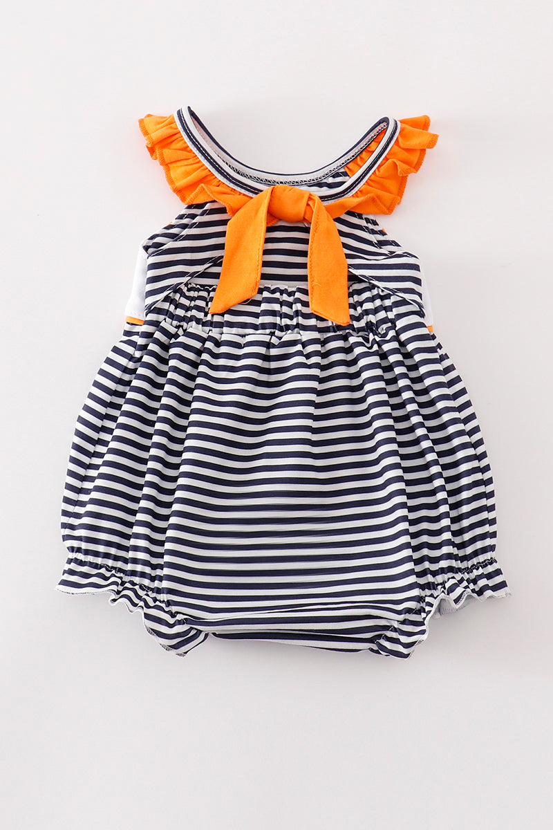 A*u*b*u*r*n* Navy WAR EAGLE embroidery stripe girl bubble