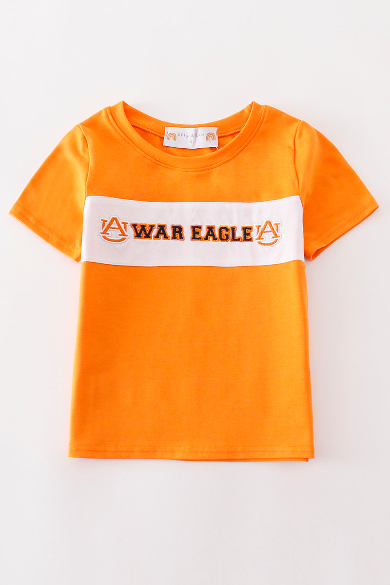 A*u*b*u*r*n* Orange WAR EAGLE embroidery boy top