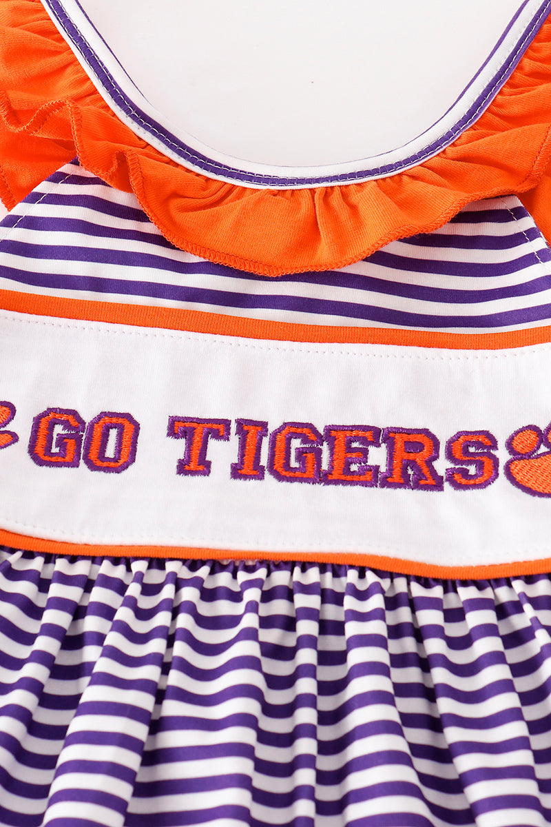 C*l*e*m*s*o*n* Purple stripe GO TIGERS embroidery girl set