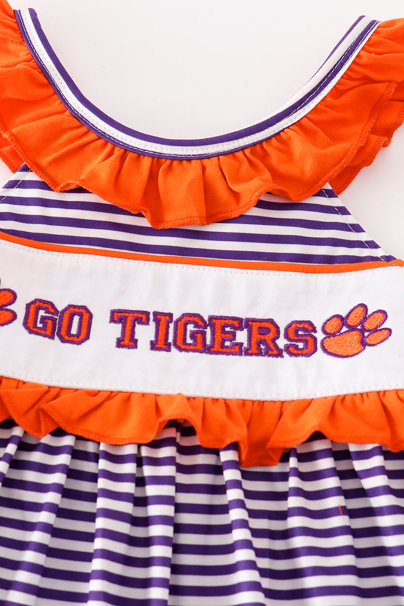 C*l*e*m*s*o*n* Purple stripe GO TIGERS embroidery girl set