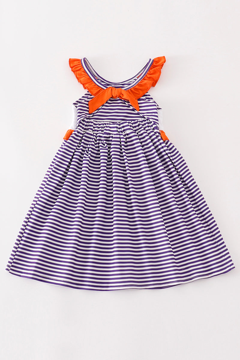 C*l*e*m*s*o*n* Purple stripe GO TIGERS embroidery girl set