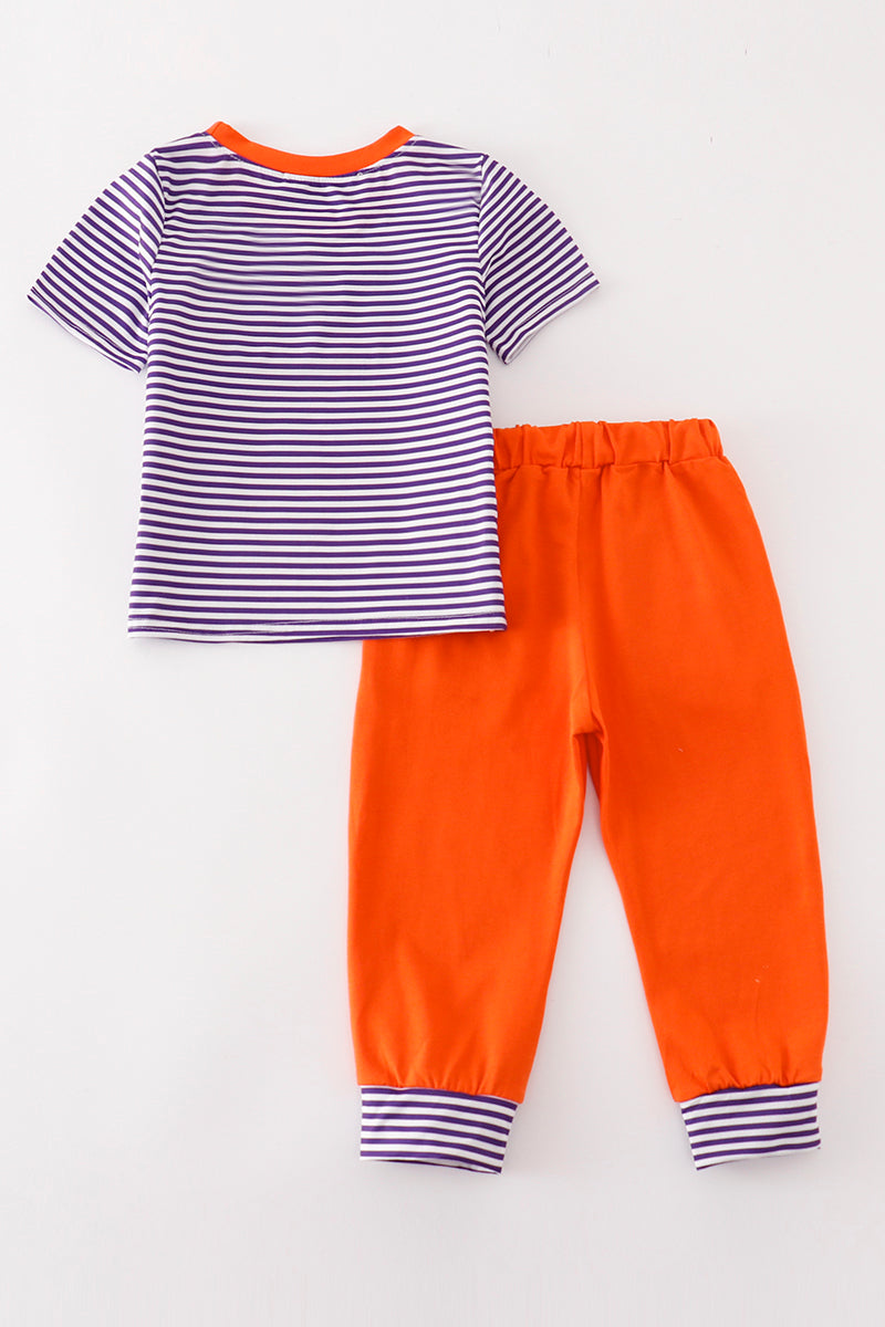 C*l*e*m*s*o*n* Purple stripe GO TIGERS embroidery boy set