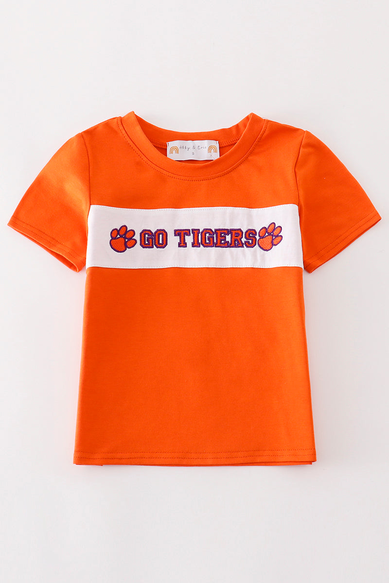 C*l*e*m*s*o*n* Orange GO TIGERS embroidery boy top