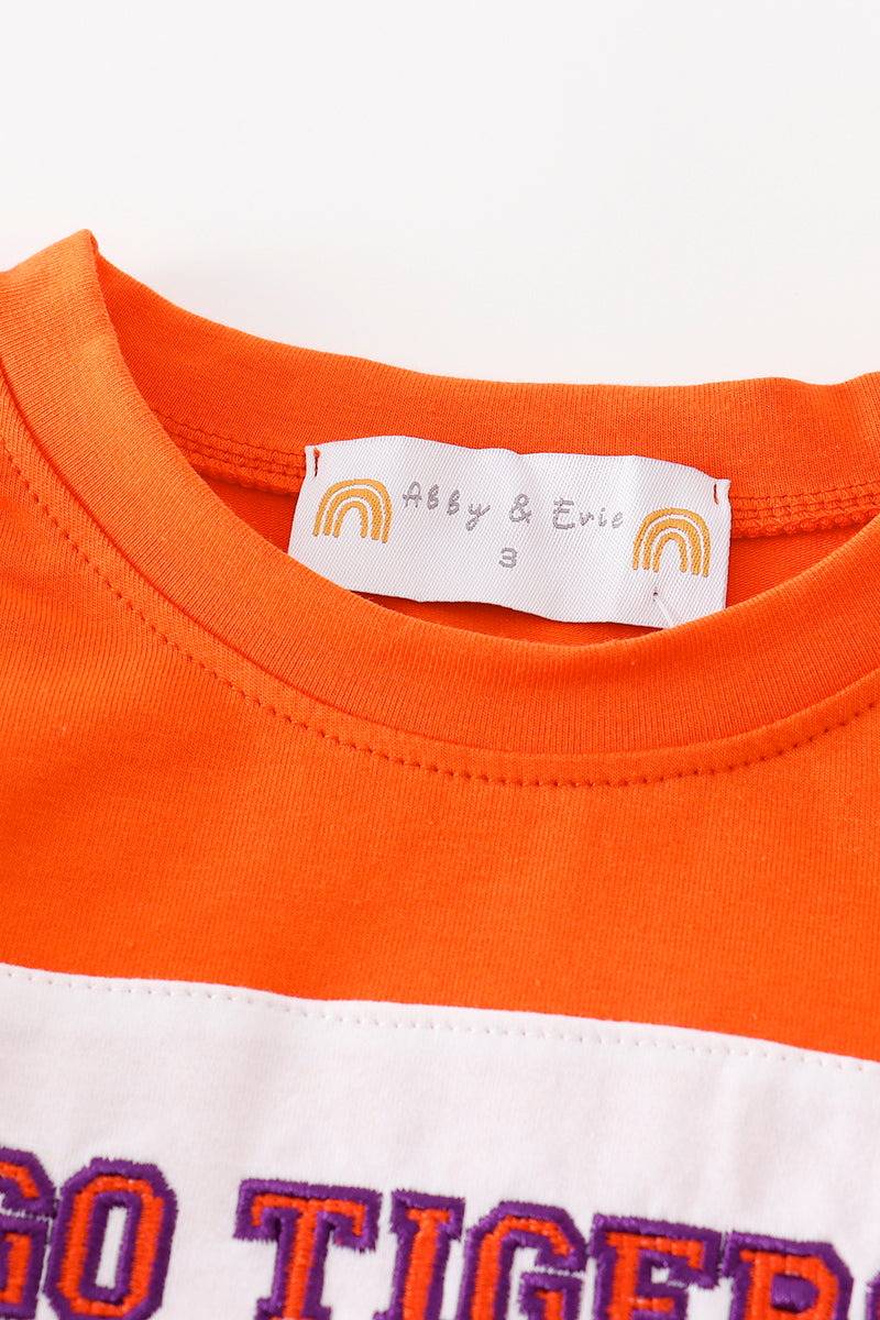 C*l*e*m*s*o*n* Orange GO TIGERS embroidery boy top