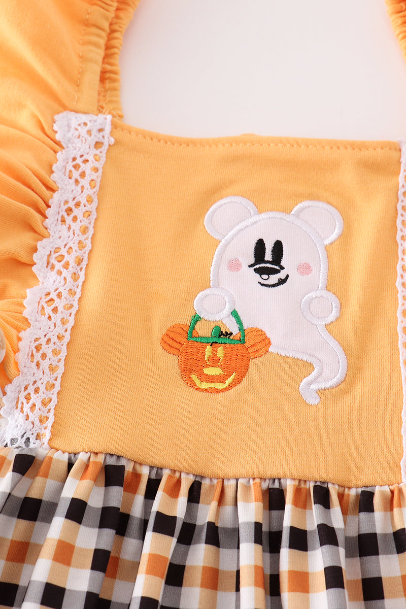 Orange halloween character ghost applique dress *M*i*c*k*e*y*