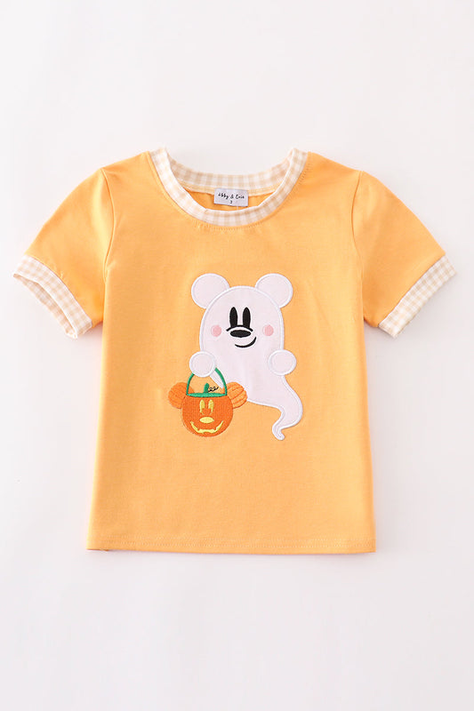 Orange halloween character ghost applique boy top *M*i*c*k*e*y*