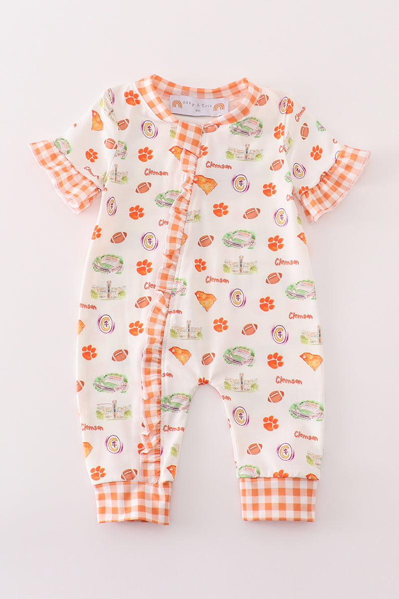 C*l*e*m*s*o*n* football baby girl romper