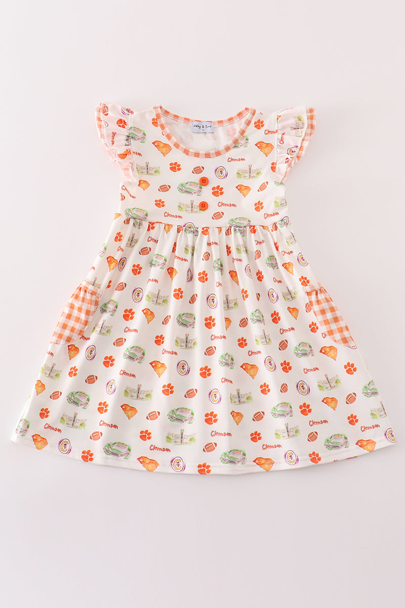 C*l*e*m*s*o*n* football baby girl dress