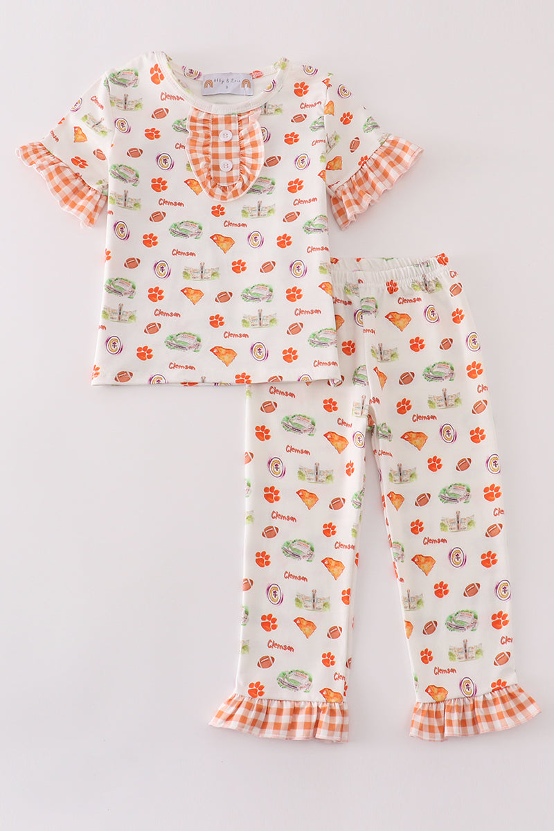 C*l*e*m*s*o*n* football baby girl pajamas set