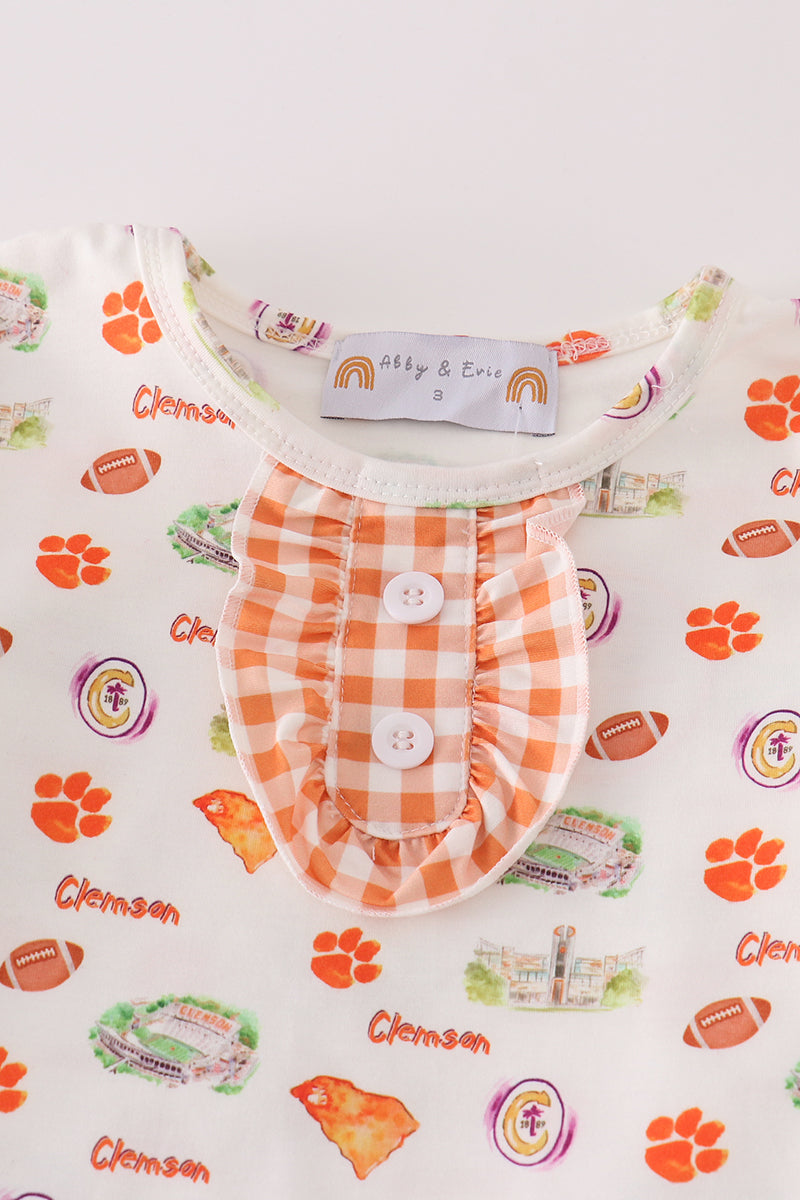 C*l*e*m*s*o*n* football baby girl pajamas set