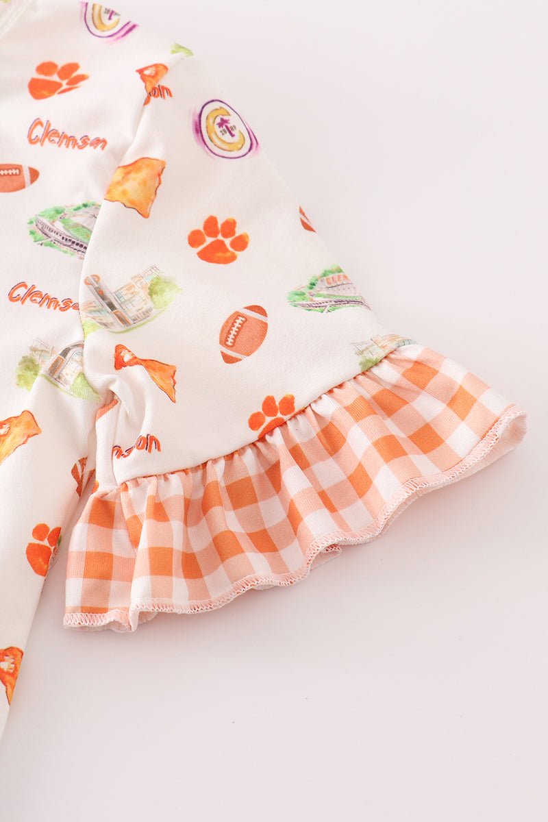 C*l*e*m*s*o*n* football baby girl pajamas set