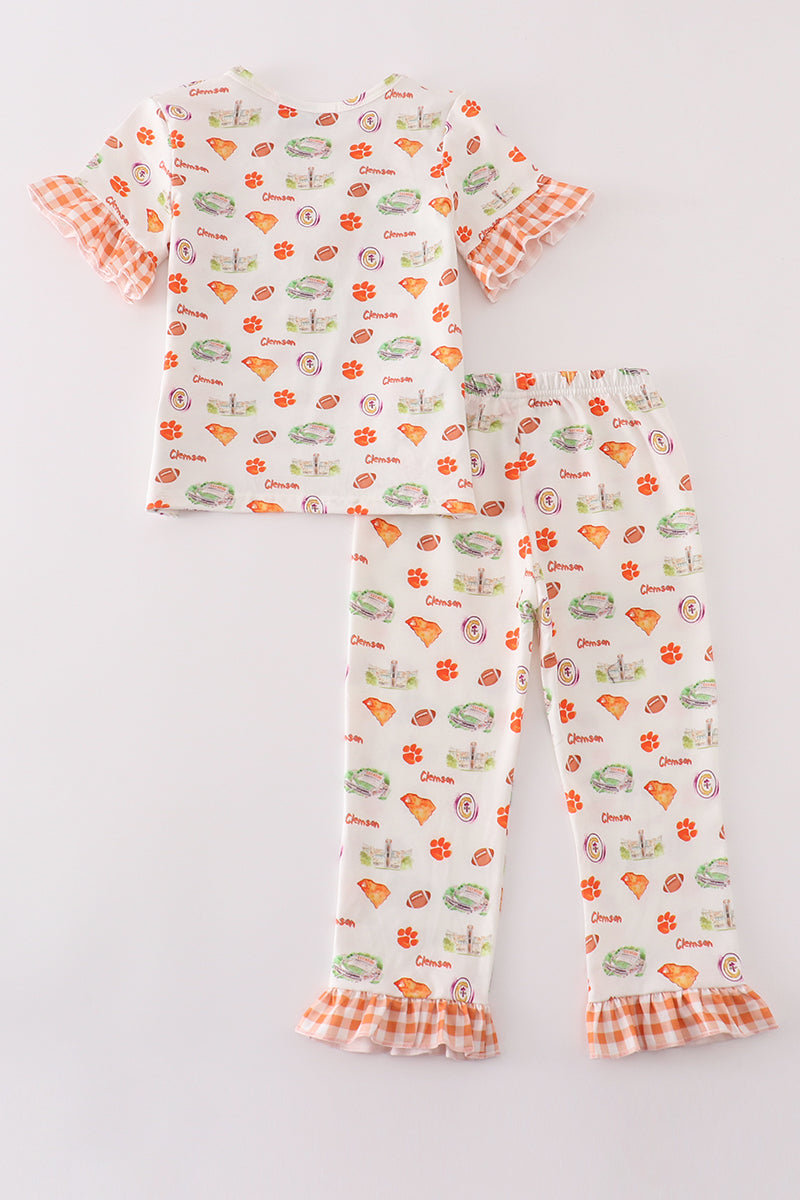 C*l*e*m*s*o*n* football baby girl pajamas set