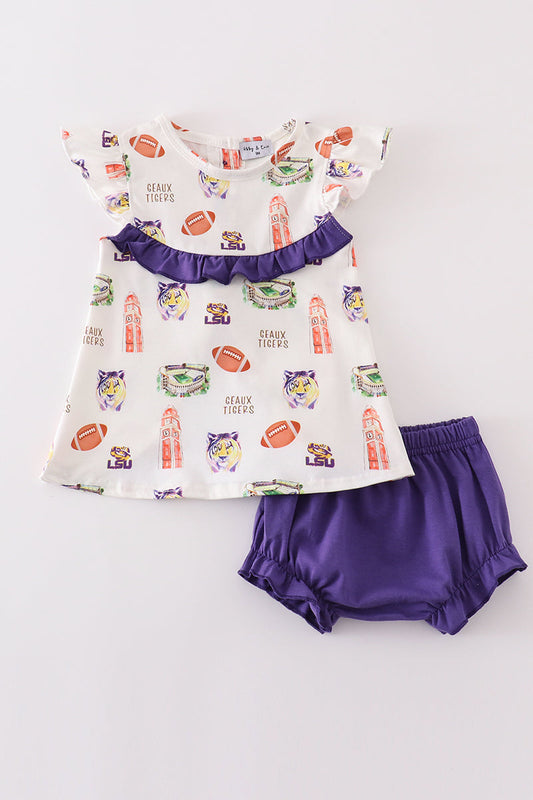 L*S*U* Purple geaux tiger baby girl set