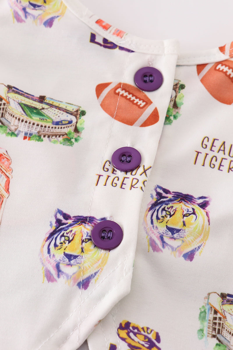 L*S*U* Purple geaux tiger baby girl set