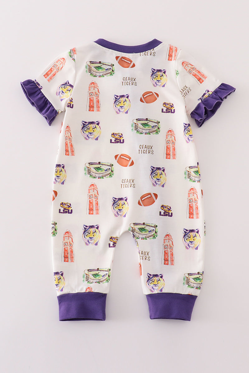 L*S*U* Purple geaux tiger baby girl romper