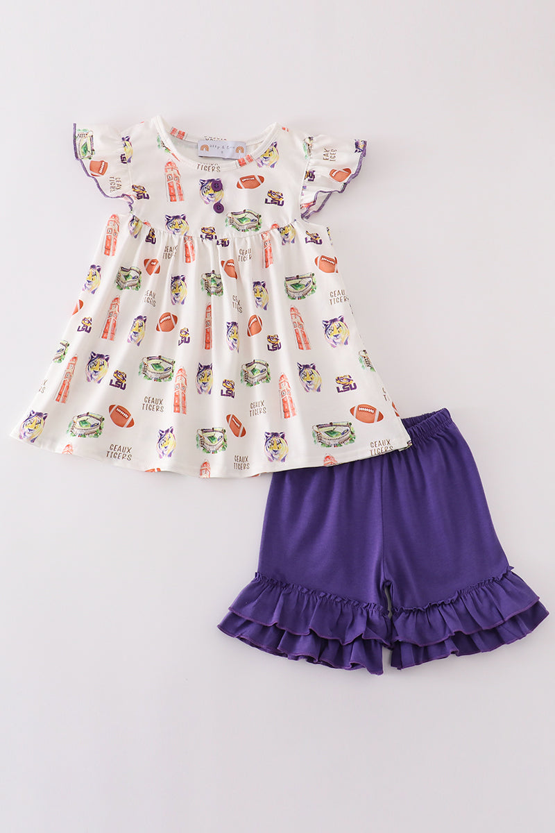 L*S*U* Purple geaux tiger girl set