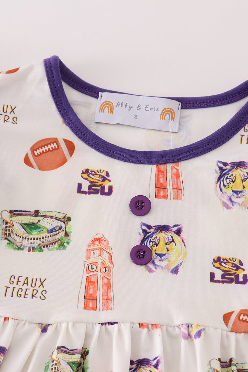 L*S*U* Purple geaux tiger girl dress