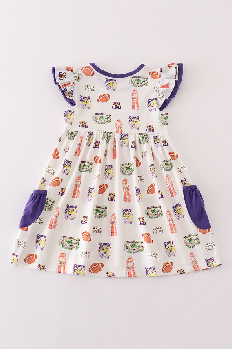 L*S*U* Purple geaux tiger girl dress