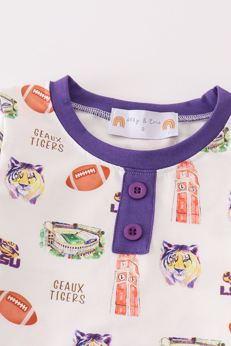 L*S*U* Purple geaux tiger boy pajamas set