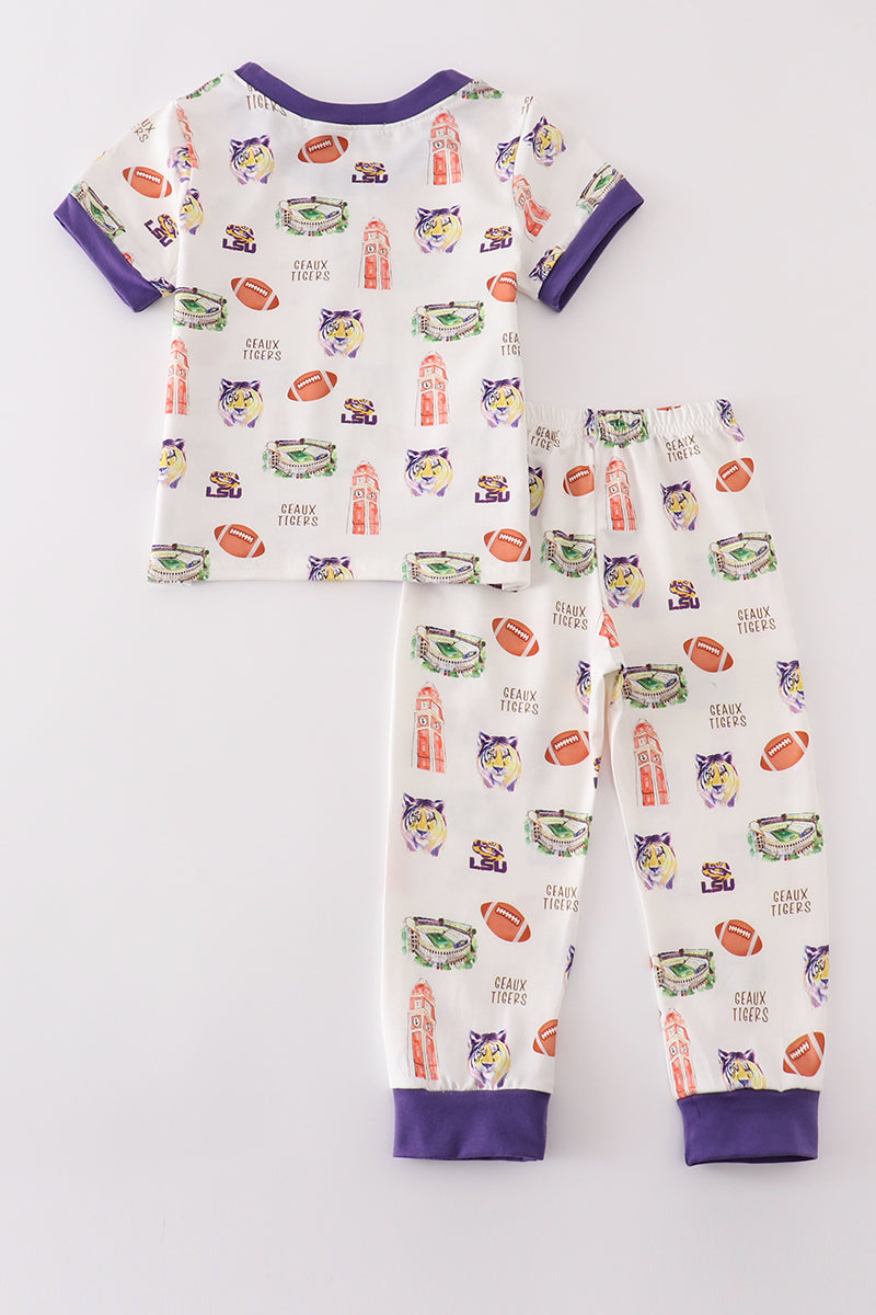 L*S*U* Purple geaux tiger boy pajamas set