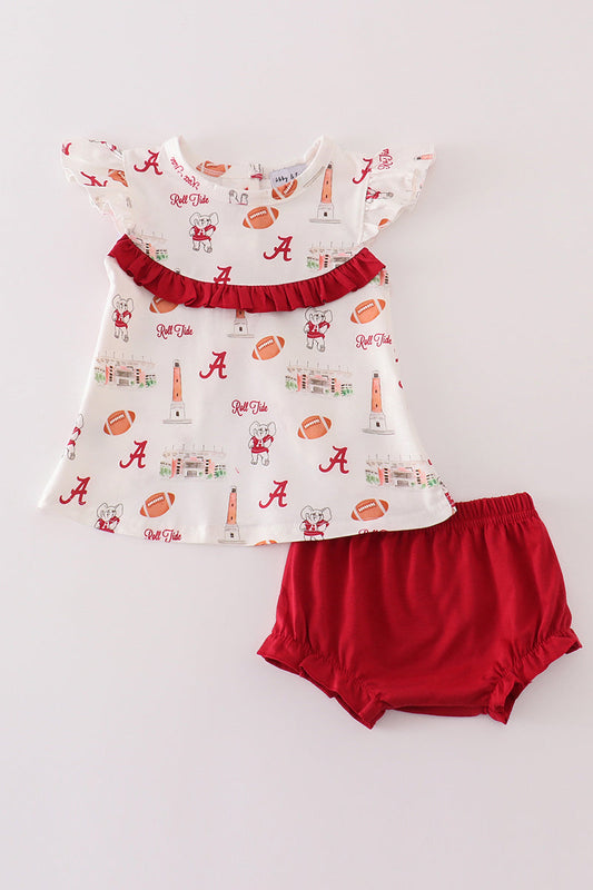 A*l*a*b*a*m*a* Maroon roll tide football baby girl set