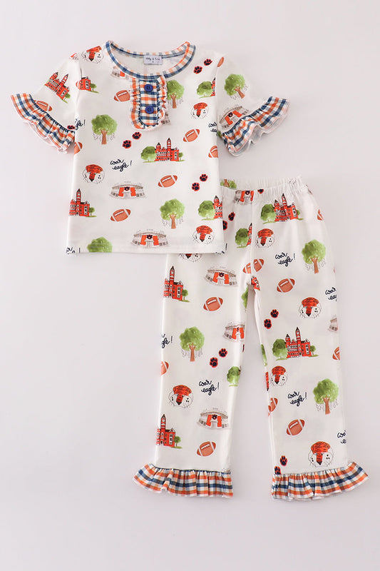 A*u*b*u*r*n* football tiger girl pajamas set