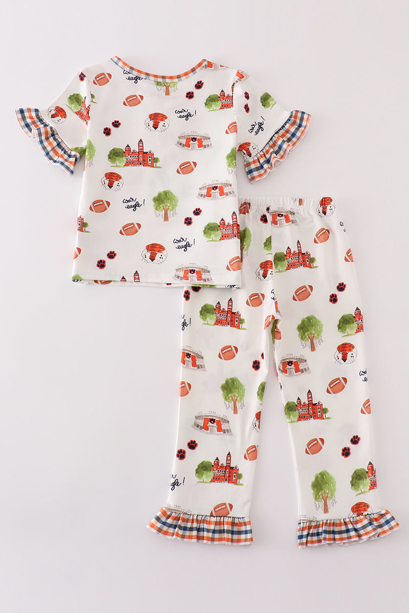 A*u*b*u*r*n* football tiger girl pajamas set