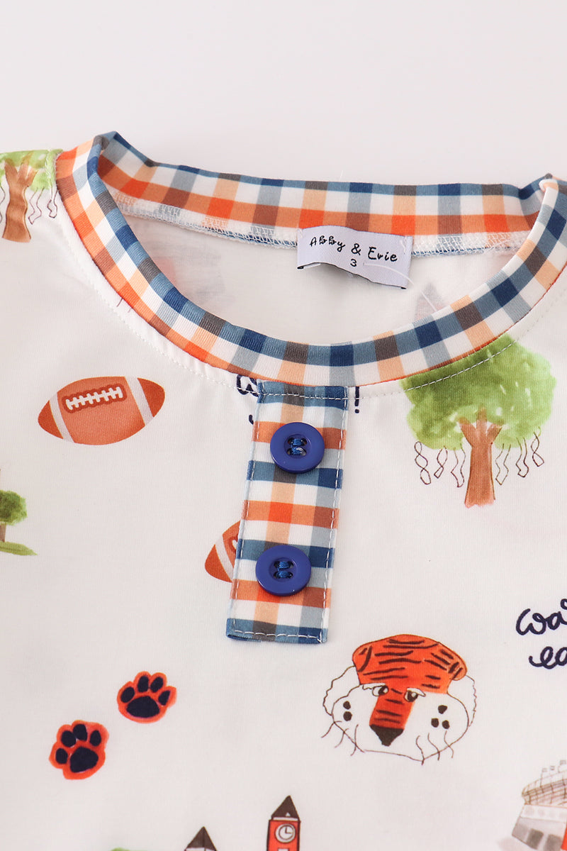 A*u*b*u*r*n*
 football tiger boy pajamas set