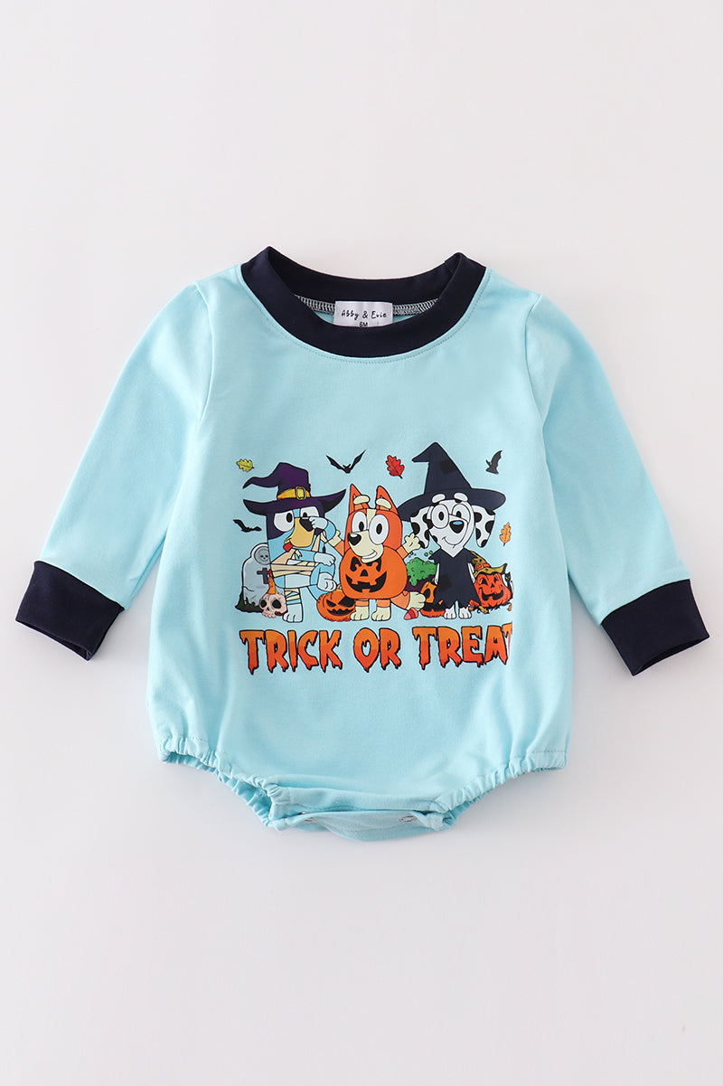 B*l*u*e*y* Blue halloween character boy romper