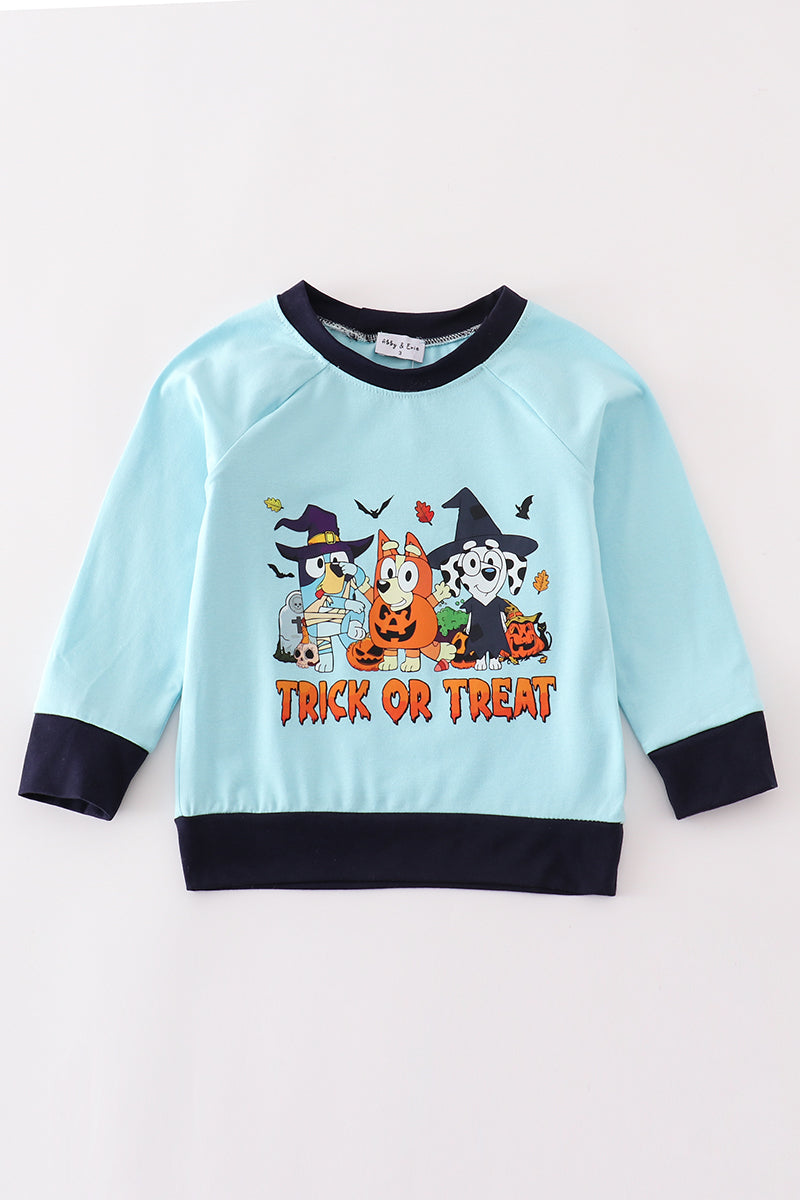 B*l*u*e*y* Blue halloween character boy top