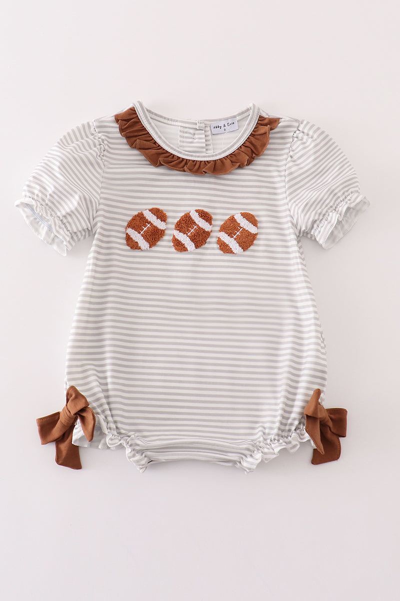 football Brown french knot stripe girl bubble