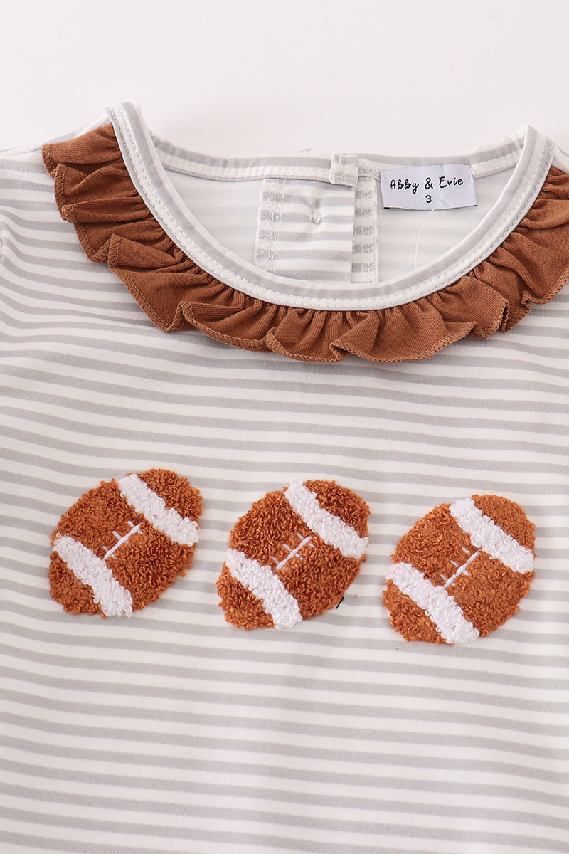 football Brown french knot stripe girl bubble