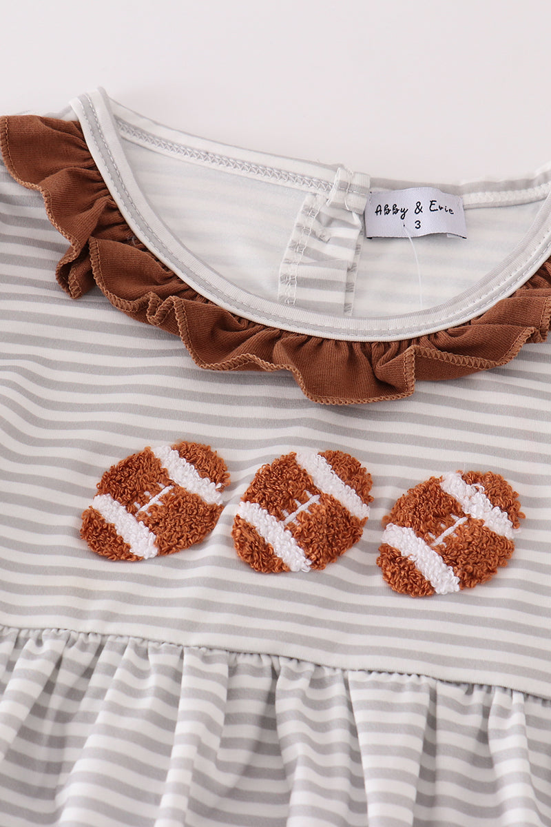 football Brown french knot stripe girl set