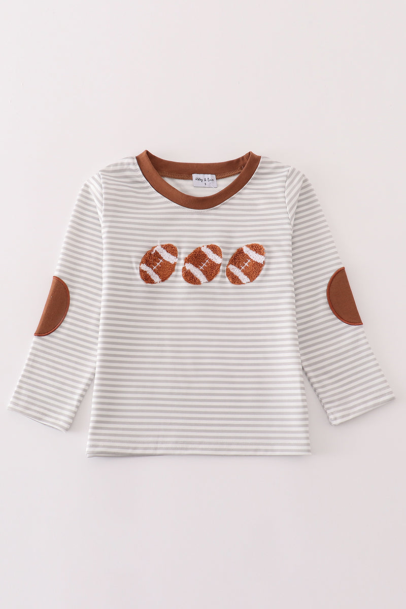 football Brown french knot stripe boy top