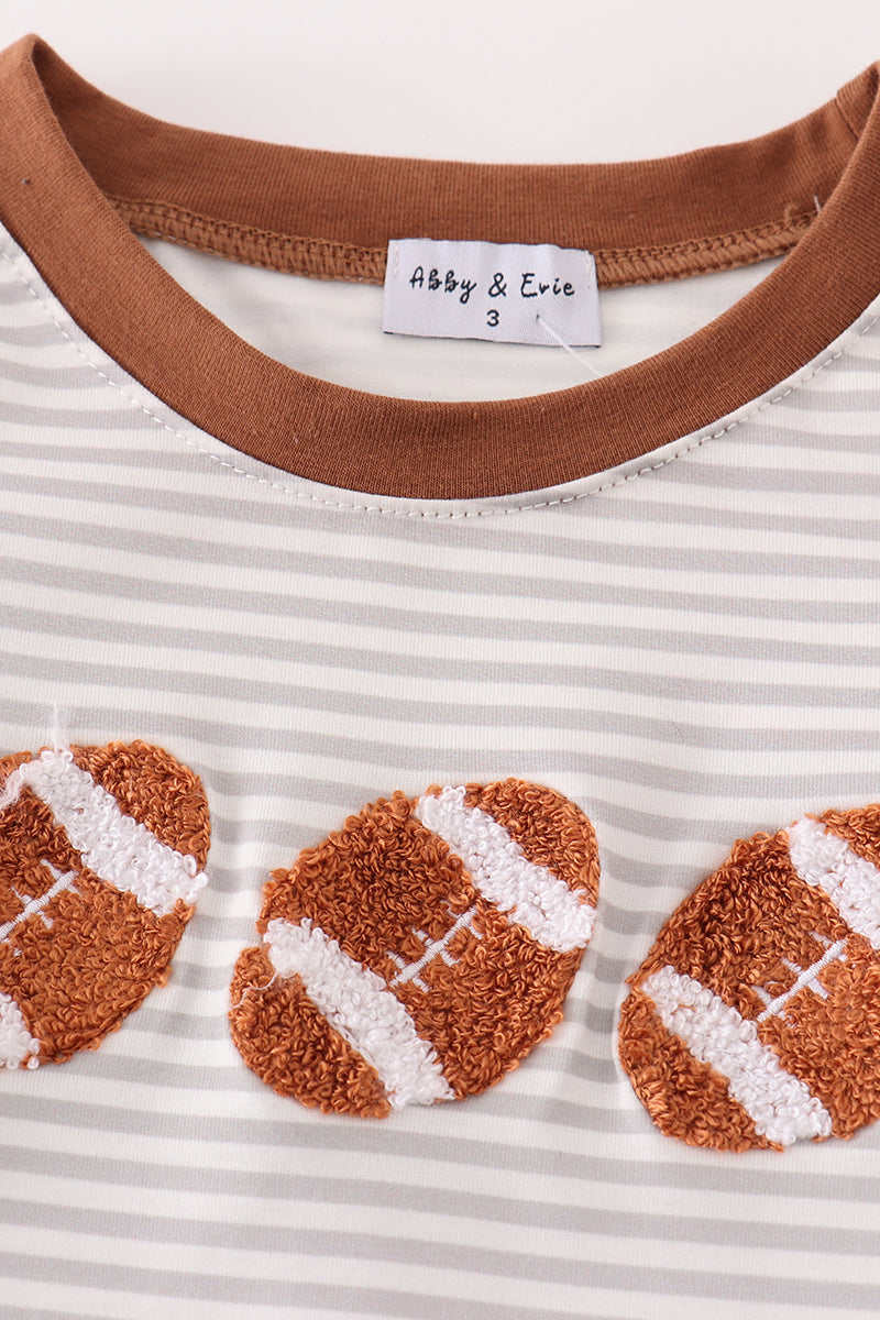 football Brown french knot stripe boy top