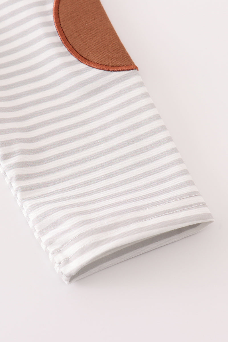 football Brown french knot stripe boy top