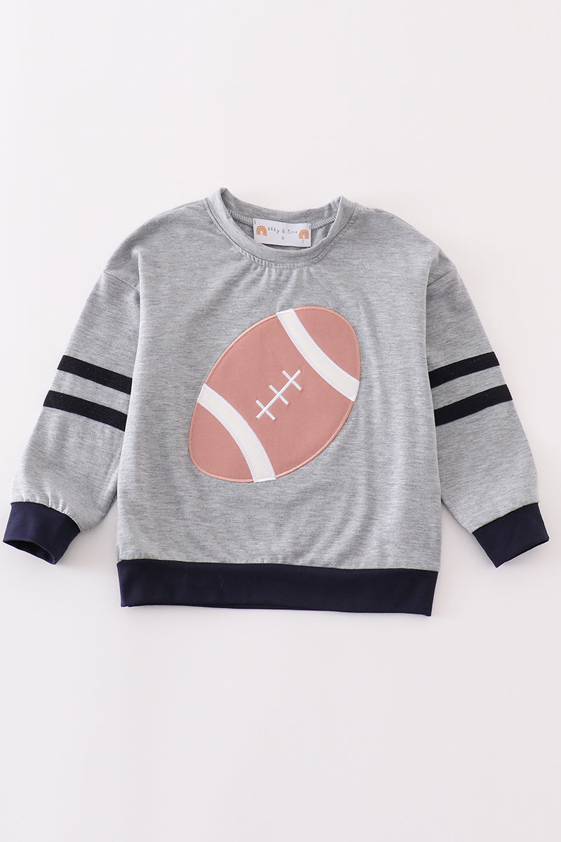 football Grey applique boy top