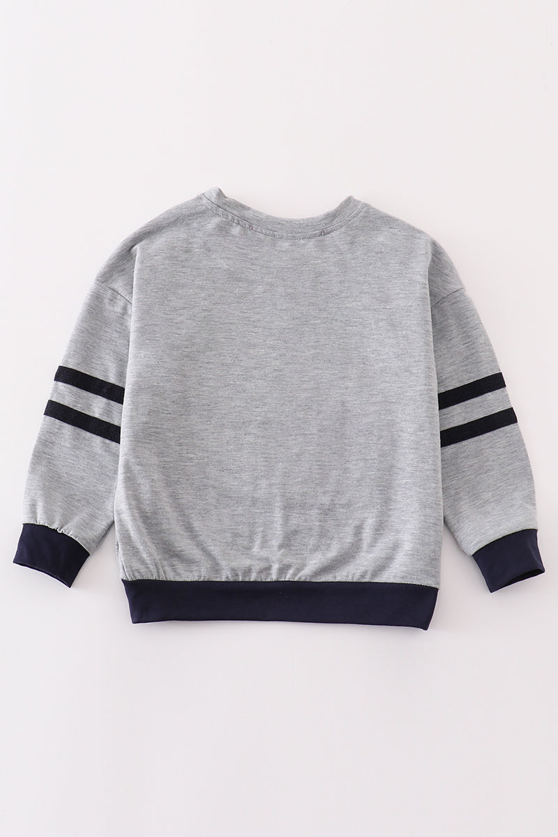 football Grey applique boy top