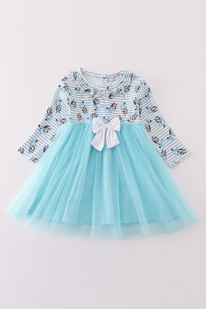 B*l*u*e*y* Blue character print tutu dress