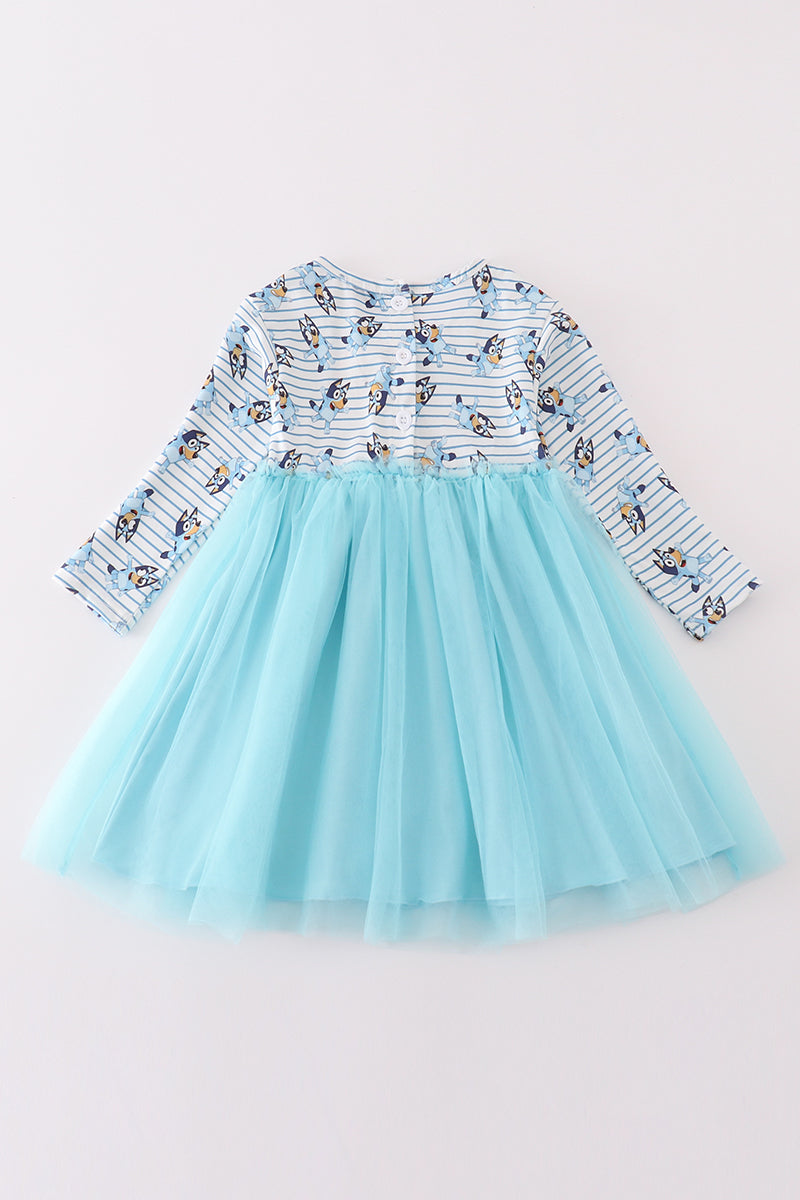 B*l*u*e*y* Blue character print tutu dress