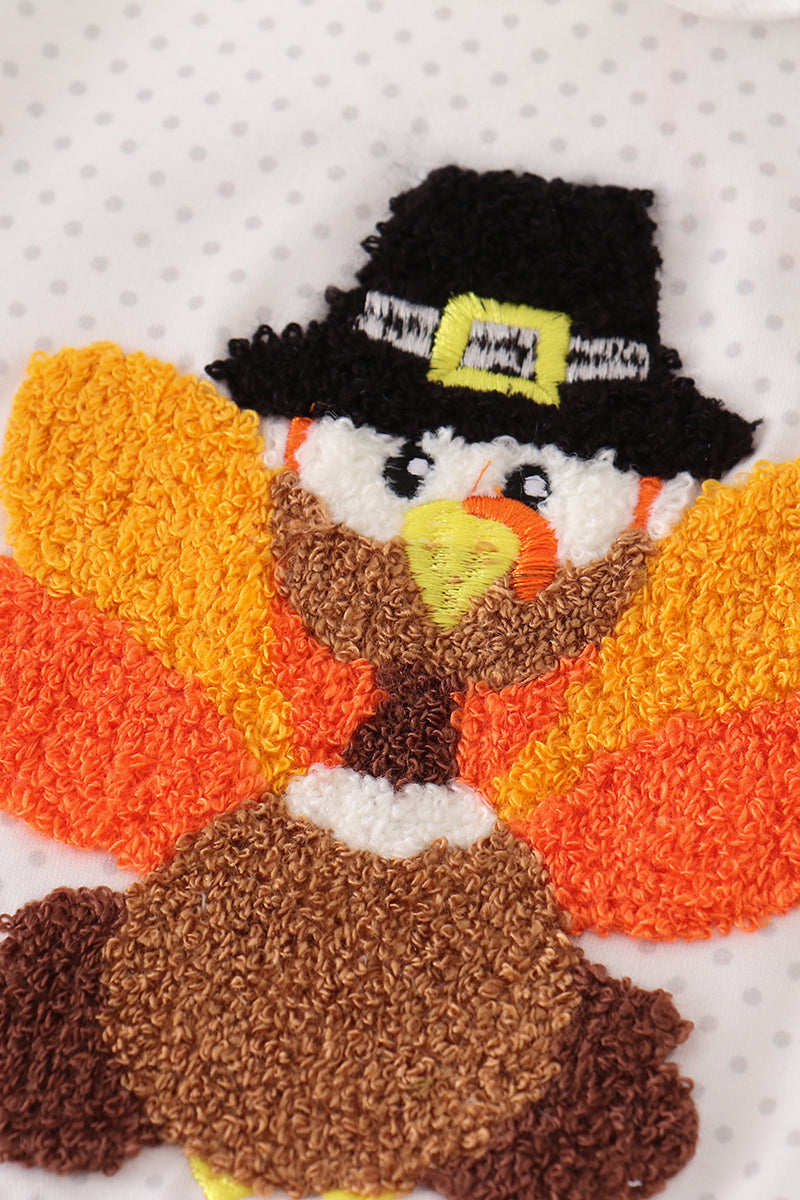 Brown turkey french knot girl set