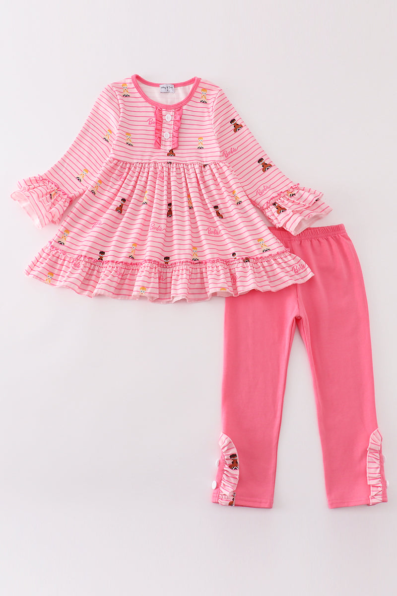 B*a*r*b*i*e* Pink stripe girl ruffle set