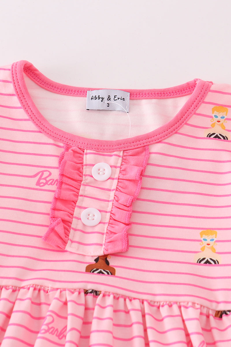 B*a*r*b*i*e* Pink stripe girl ruffle set