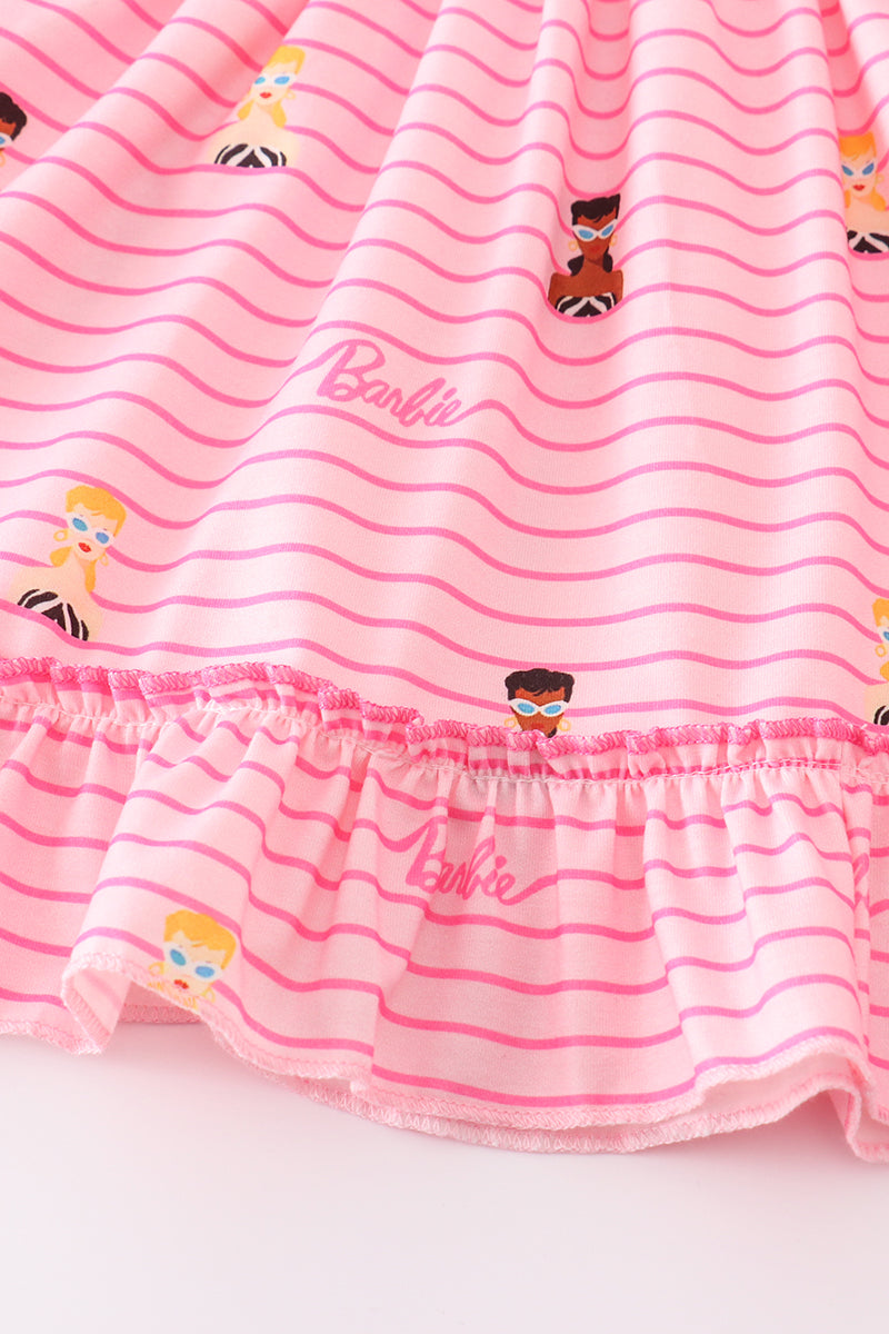 B*a*r*b*i*e* Pink stripe girl ruffle set